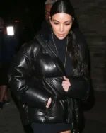 Buy Kim Kardashian Puffer Leather Jacket For Women