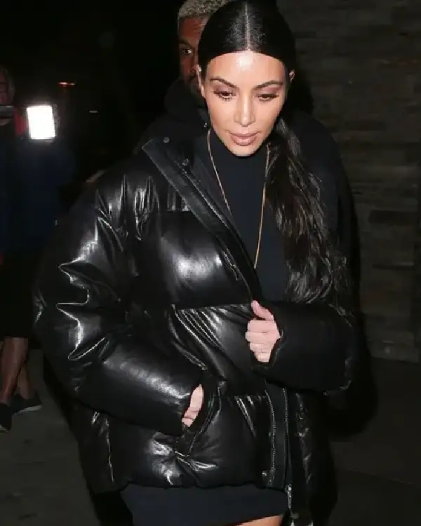 Buy Kim Kardashian Puffer Leather Jacket For Women