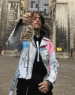 Buy Lil Peep Never Say Die Painted Leather Jacket Sale