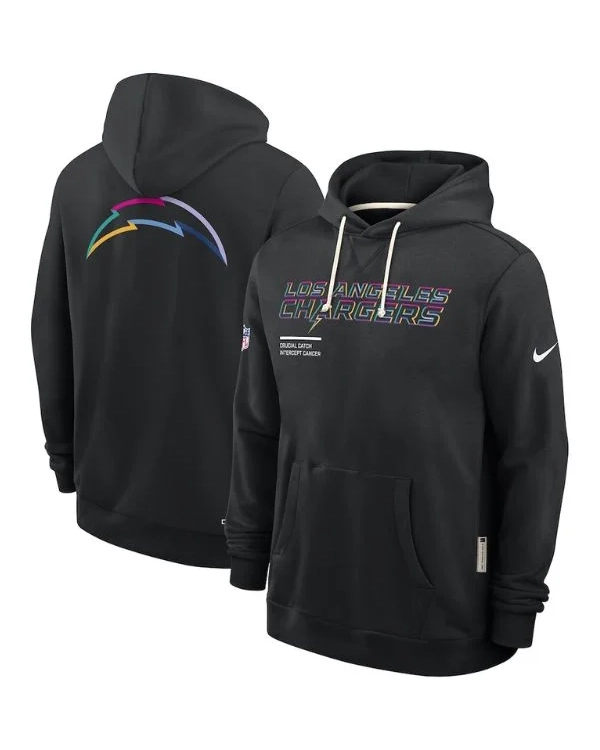 Buy Los Angeles Chargers Nike Black 2025 NFL Crucial Catch Sideline Standard Issue Dri-FIT Hoodie (1)