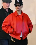 Buy Los Angeles Grove Rihanna Oversized Red Leather Jacket