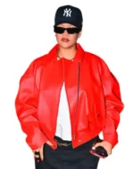 Buy Los Angeles Grove Rihanna Oversized Red Leather Jacket sale