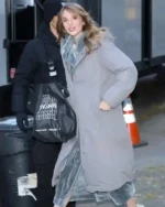 Buy Maya Hawke Movie Set Of One Night Only NYC 2025 Gray Long Puffer Coat