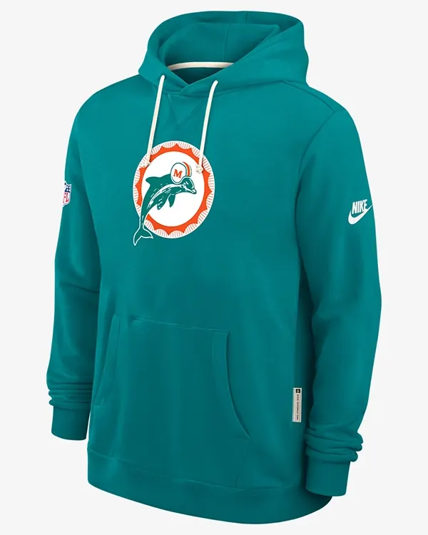 Buy Mike McDaniel Nike Aqua Miami Dolphins Sideline Standard Issue Alt 2 Dri-FIT Hoodie