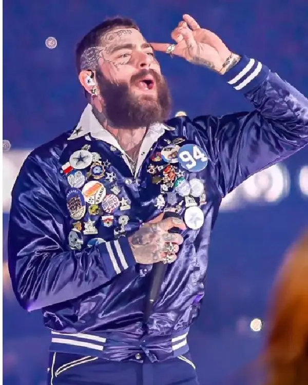Buy NFL Thanksgiving Halftime Performance Chiefs vs Cowboys Post Malone Blue Bomber Jacket