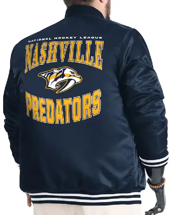 Buy Nashville Predators Bold Logo Blue Bomber Jacket