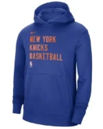 Buy New York Knicks Performance Practice Pullover Hoodie for Men and Women Sale Blue