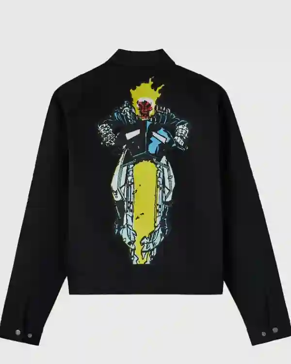 Buy OVO Marvel Ghost Rider Black Denim Moto Jacket