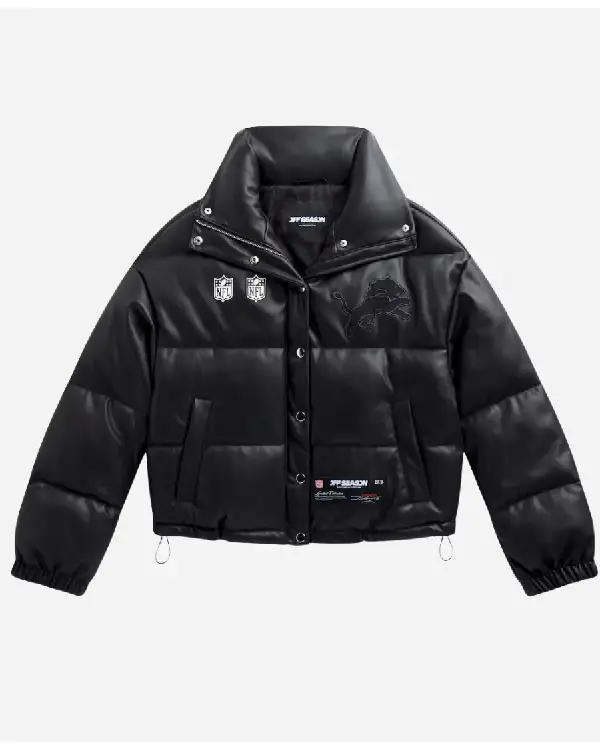 Buy Off Season Detroit Lions Faux Leather Black Puffer Jacket Sale (1)