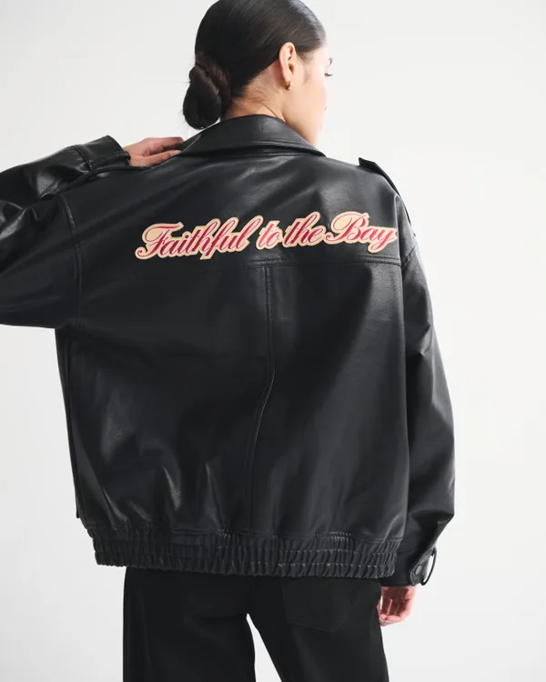 Buy Olivia Culpo's San Francisco 49ers Vegan Leather Bomber Jacket