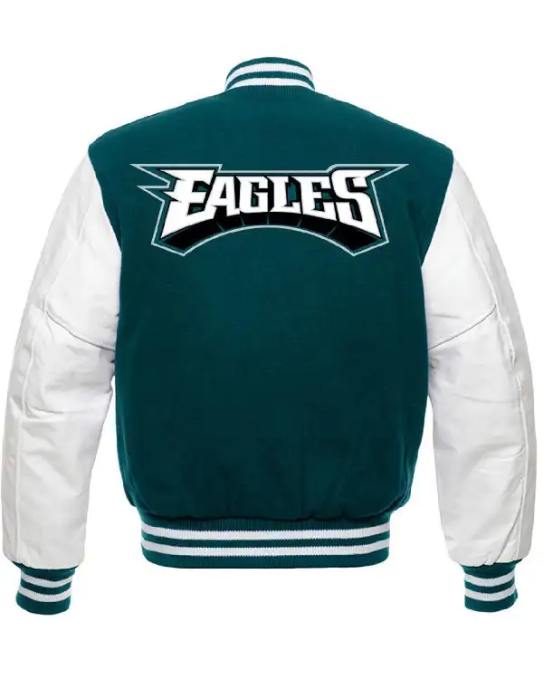 Buy Philadelphia Eagles Green and White Varsity Jacket Sale