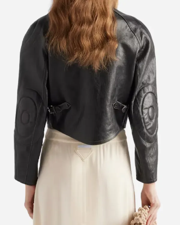 Buy Prada Cropped Biker Black Leather Zipper Jacket – For Sale