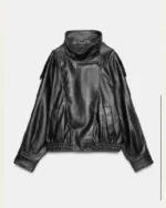 Buy Recreated - Zara Funnel Neck Black Faux Leather Jacket