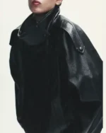 Buy Recreated - Zara Funnel Neck Black Faux Leather Jacket Sale (1)