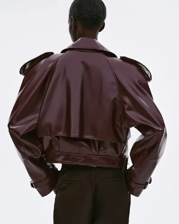Buy Source Unknown Leather Jacket Burgundy For Men And Women Sale Style 1 Back