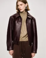 Buy Source Unknown Leather Jacket Burgundy For Men And Women Sale Style 2 (1)