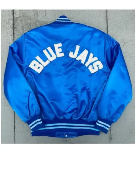 Buy Spellout Toronto Blue Jays 1980 Bomber Satin Blue Jacket For Sale
