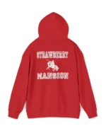 Buy Strawberry Mansion Pullover Fleece Hoodie Sale Red Back