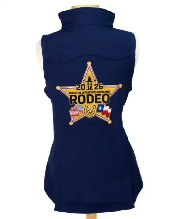 Buy Texas Houston Livestock Show and Rodeo 2026 Women’s Blue Annual Vest For Sale