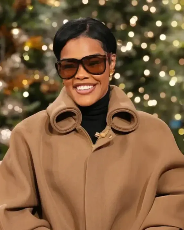Buy Teyana Taylor The Jennifer Hudson Show Sculptural Collar Camel Brown Oversized Wool Bubble Jacket