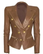 Buy Tiff Giles Elsbeth Tv Series S03 Jaime Pressly Brown Leather Blazer Sale