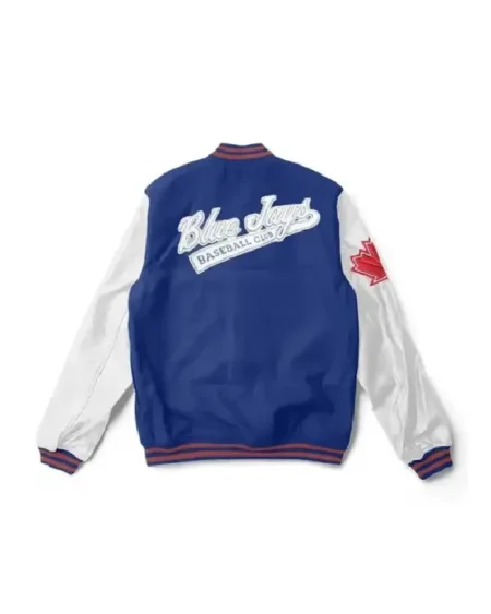 Buy Toronto Blue Jays Full Snap Varsity Wool_Leather Blue and White Jacket On Sale