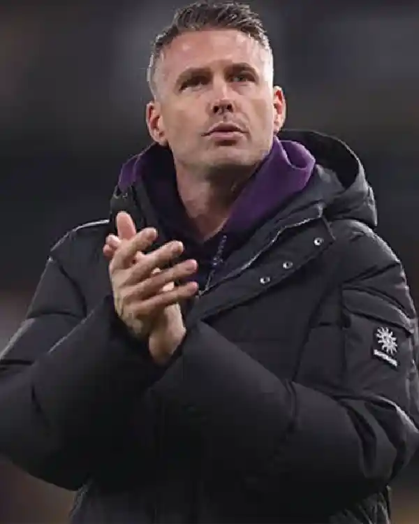 Buy Wolverhampton Wanderers FC Coach Rob Edwards 2025 Black Hooded Parachute Puffer Jacket