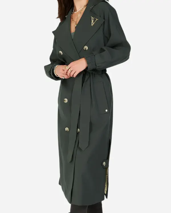 Buy Women’s Celine Double Breasted Long Dark Ash Trench Coat sale