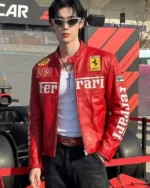 Buy Wonho Formula 1 Grand Prix Qatar 2025 Red Ferrari Leather Jacket