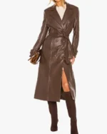 Chocolate Faux Leather Trench Coat