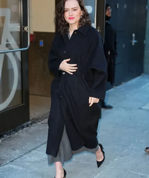 Daisy Ridley Classic Black Coat