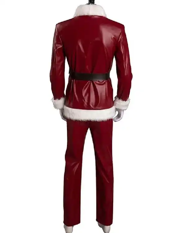 David Harbour 2022 Movie Violent Night Santa Claus Red Fur Leather Suit For Sale