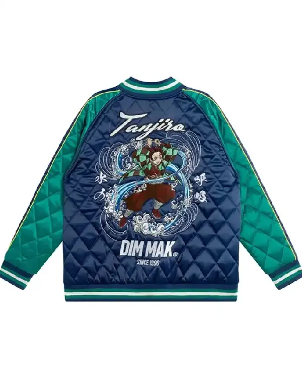 Demon Slayer_ Kimetsu no Yaiba Tanjiro Kamado Souvenir Quilted Varsity Jacket