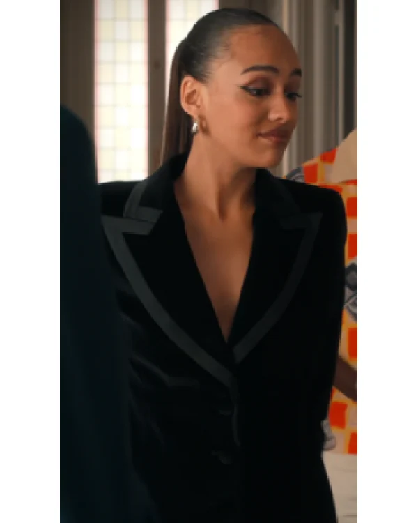 Emily in Paris S05 Thalia Besson Velvet Trim Blazer