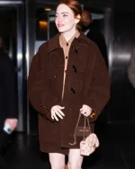 Emma Stone Brown Coat