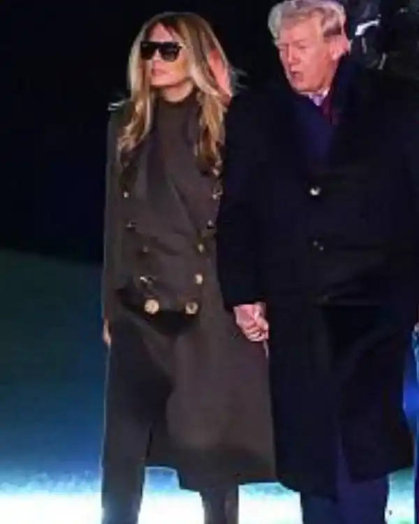 First Lady Melania Trump White House Double-Breasted Gold Button & Tailored Wool Blend Olive Green Coat