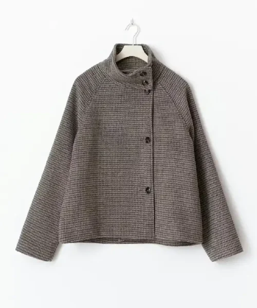 Gina Tricot High Neck Short Check Brown Jacket