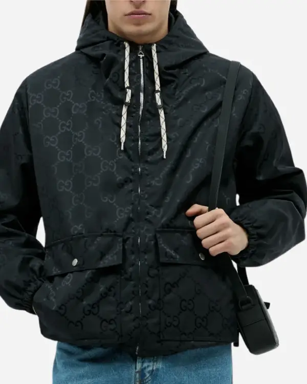 Gucci Padded Logo Jacquard Shell Hooded Jacket