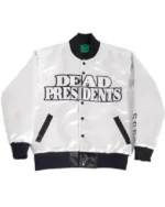 Order Headgear Classics Dead Presidents White Satin Varsity Bomber Jacket