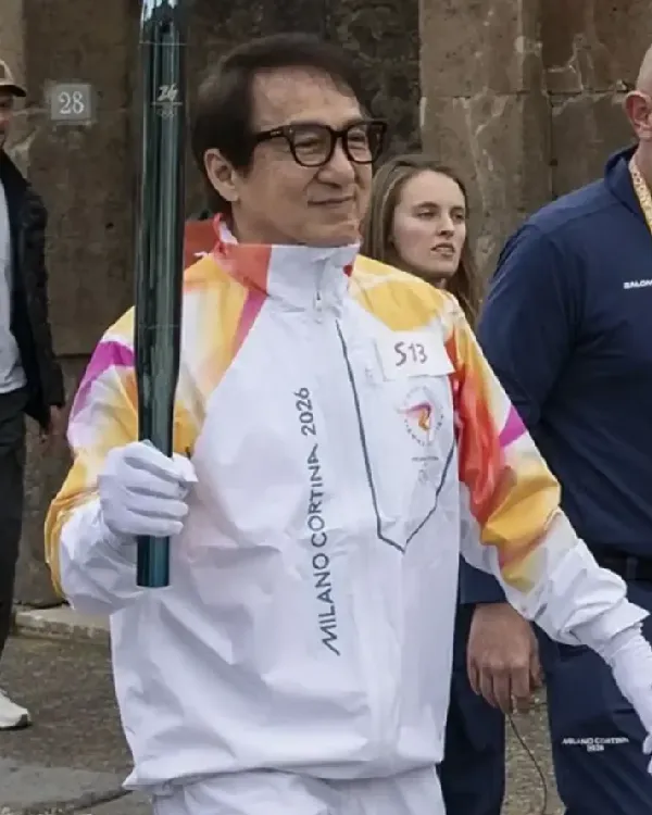 Jackie Chan 2026 Winter Olympics Sunset Orange & Pink Flame Graphics and Milano