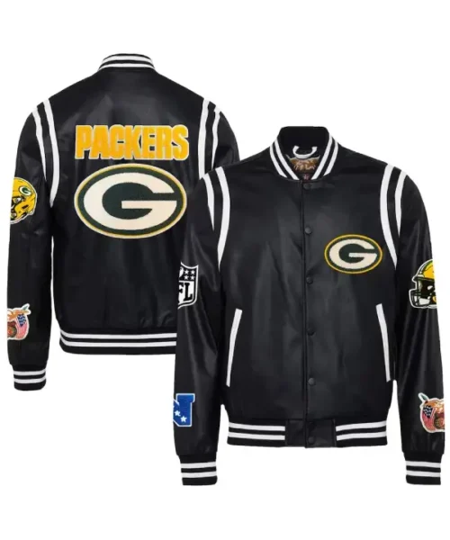 Jeff Hamilton Green Bay Packers Black Leather Jacket
