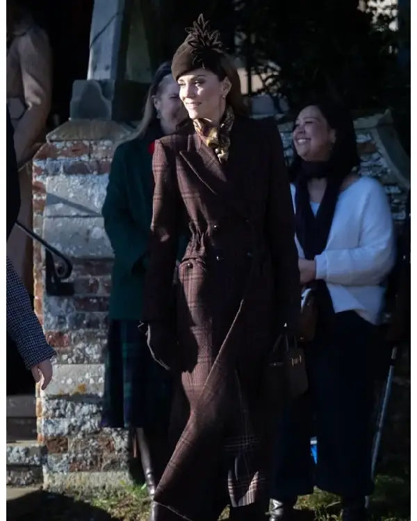 Kate Middleton Christmas Morning Service Plaid Coat