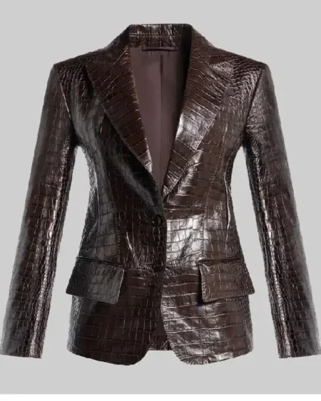 Kendall Jenner Crocodile Pattern Leather Blazer