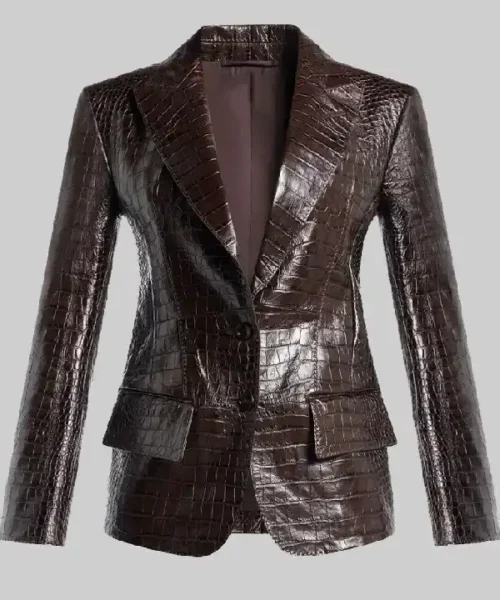 Kendall Jenner Crocodile Pattern Leather Blazer