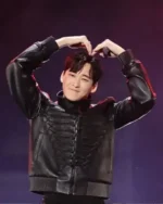 Kevin Woo IHeartRadio Z100’s Jingle Ball 2025 Leather Jacket