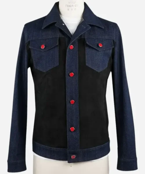 Kiton Cotton Ea Suede Leather Denim Coat