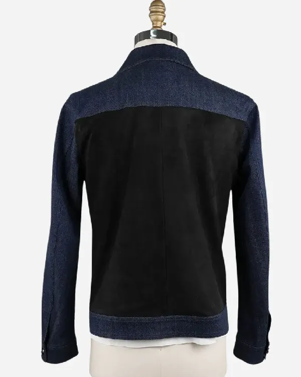 Kiton Cotton Ea Suede Leather Denim Coat back