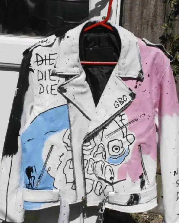 Lil Peep Never Say Die Painted Leather Jacket Sale