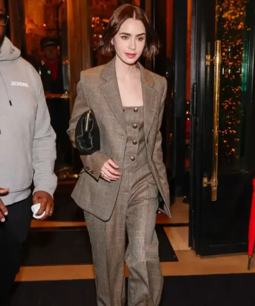 Lily Collins Alexander Mcqueen Country Check Suit