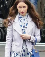 Lily Collins Emily in Paris Leather Jacket
